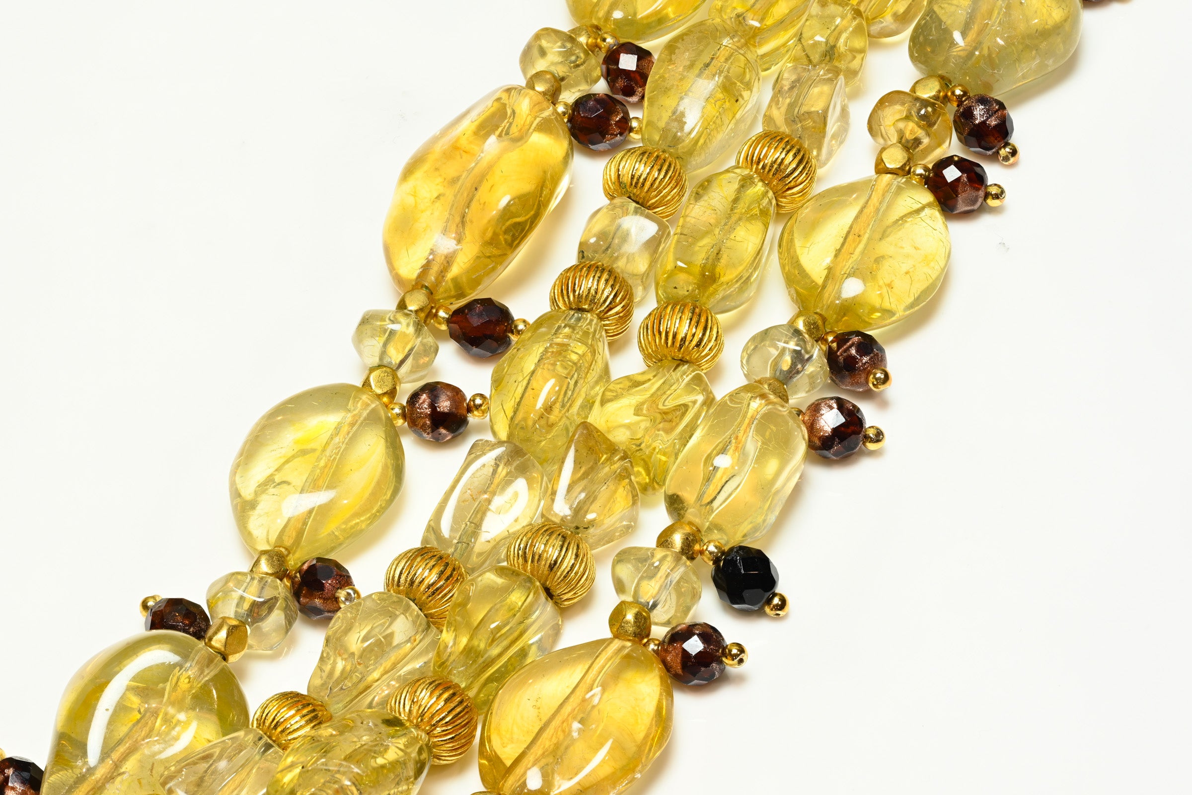 Vintage Spring 1999 Chanel Paris Yellow Resin Beads Lariat Necklaces 1