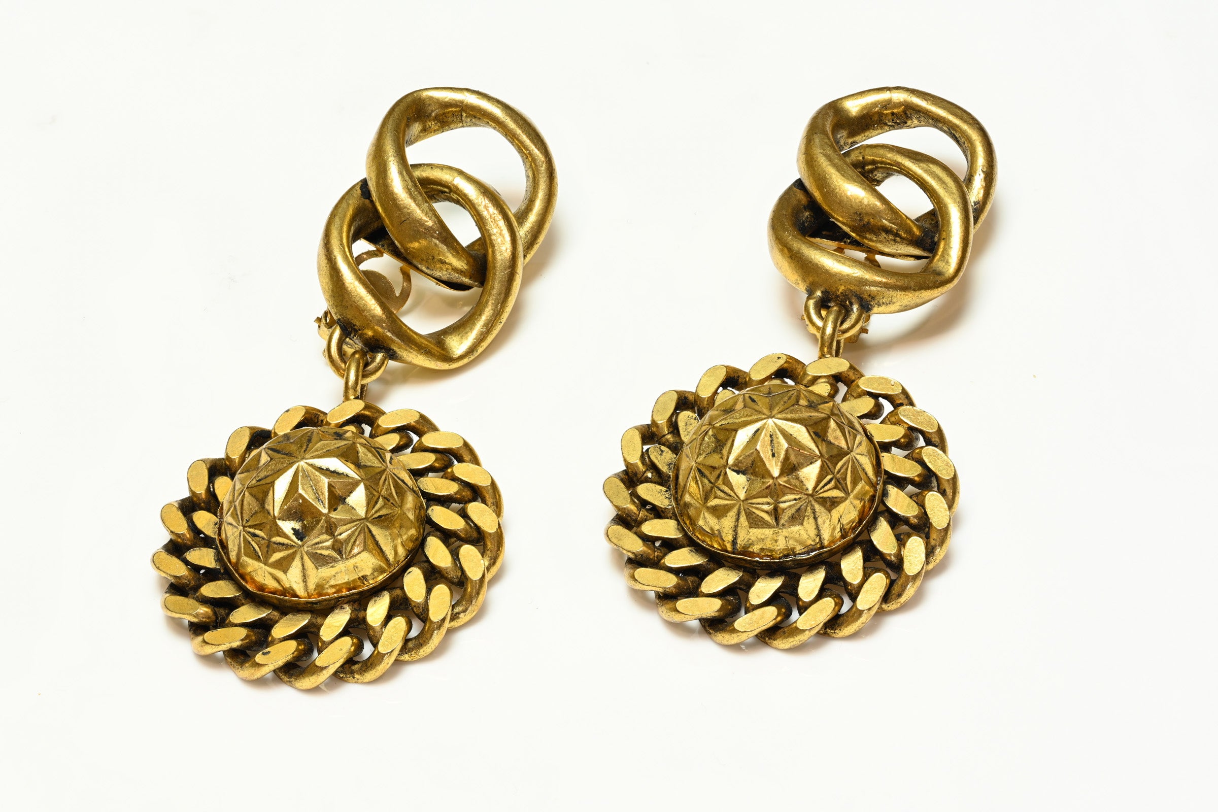 Vintage 1980's French Haute Couture Chain Large Earrings 1