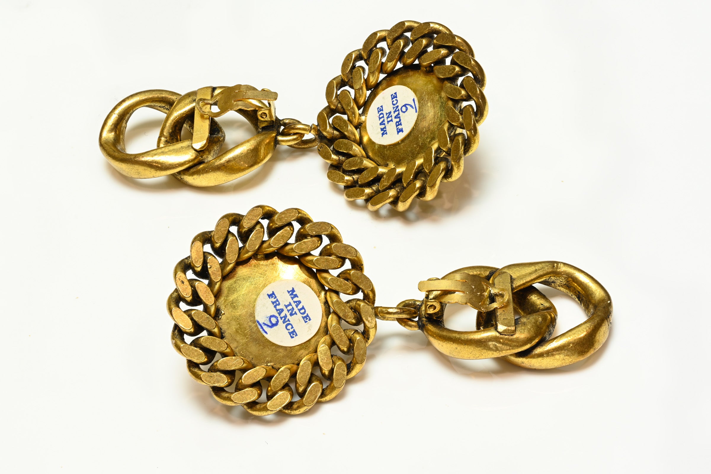 Vintage 1980's French Haute Couture Chain Large Earrings 2