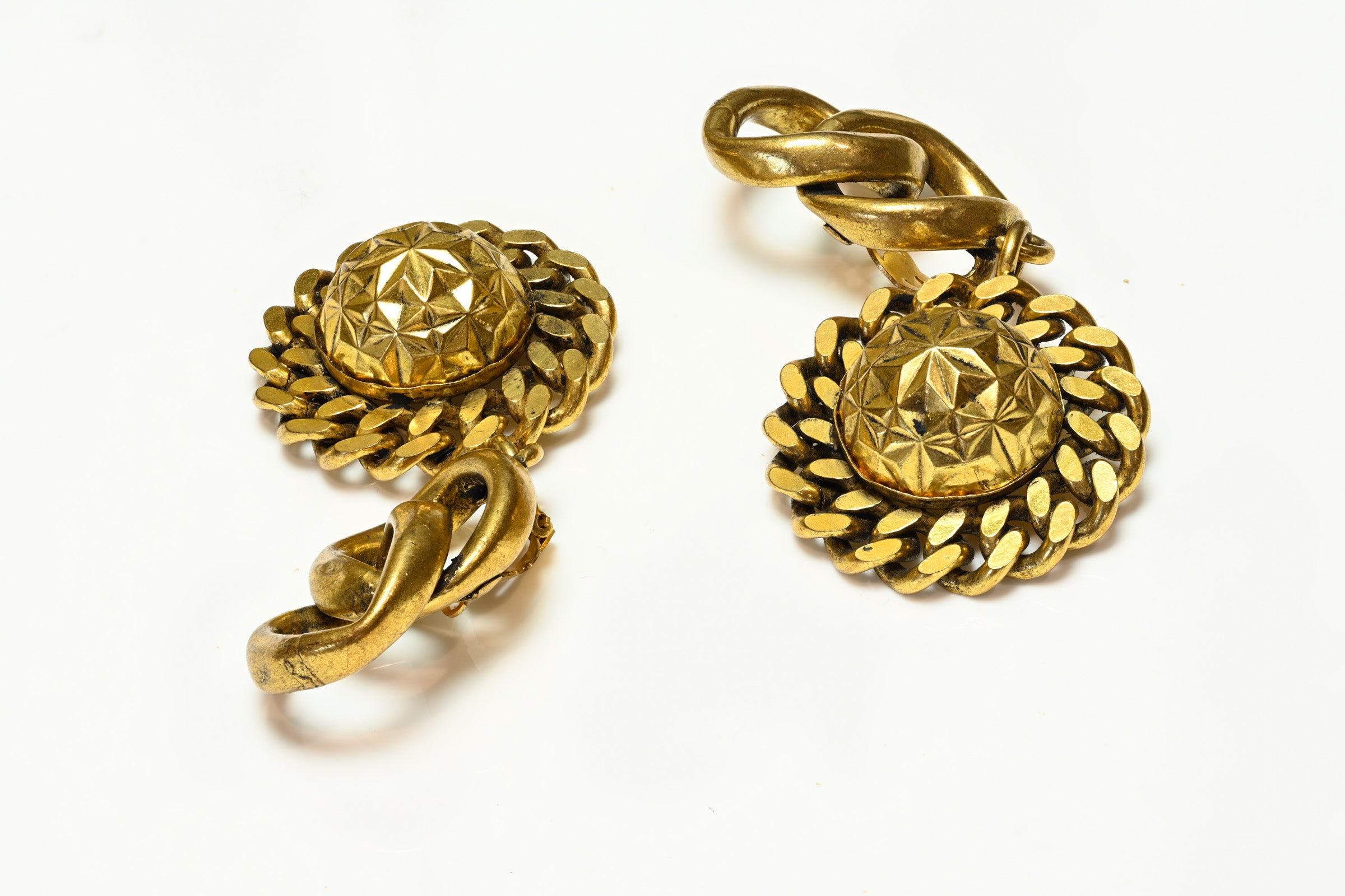 Vintage 1980's French Haute Couture Chain Large Earrings 3