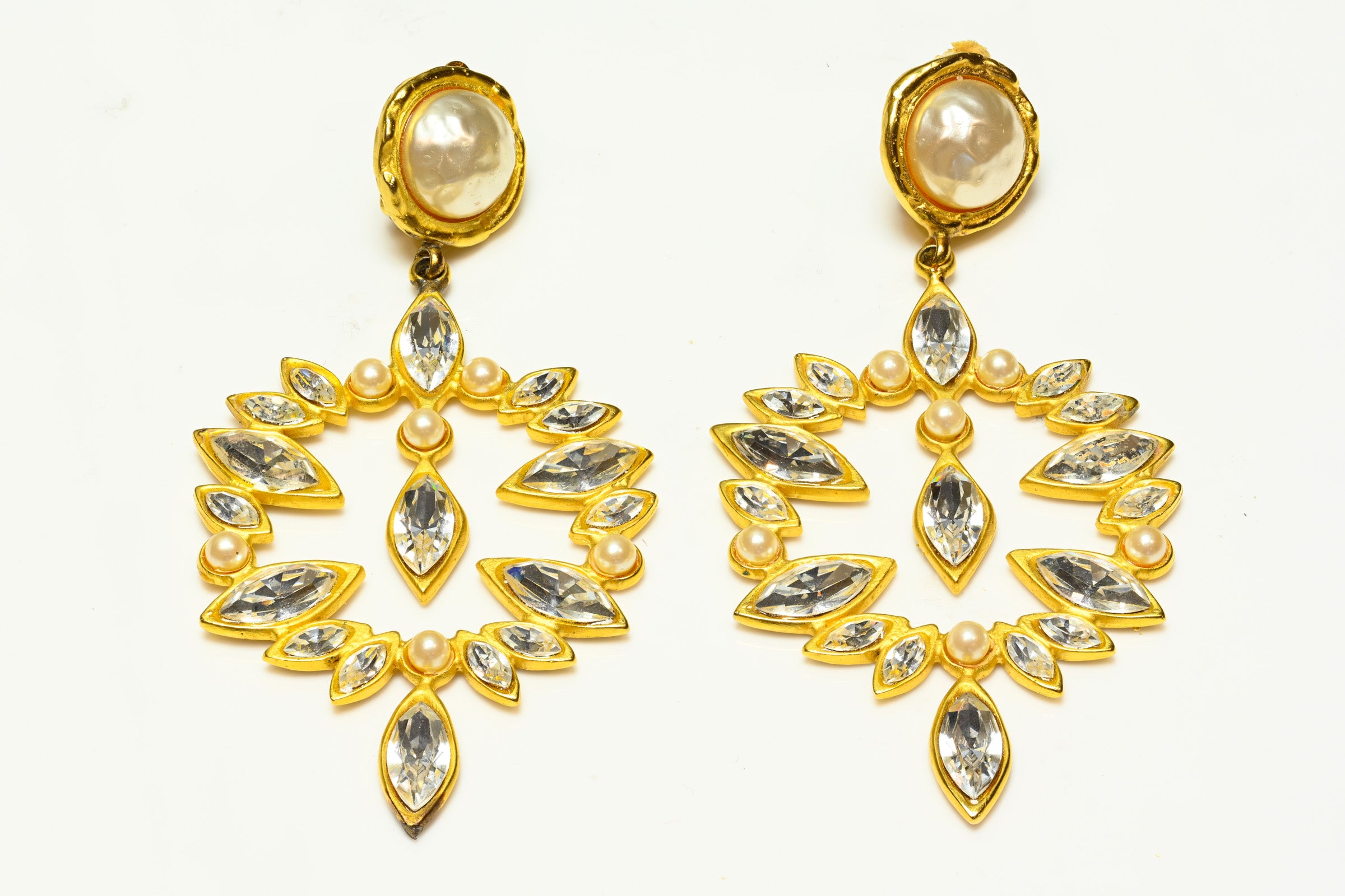 Vintage Deanna Hamro Gold Plated Pearl Drop Earrings