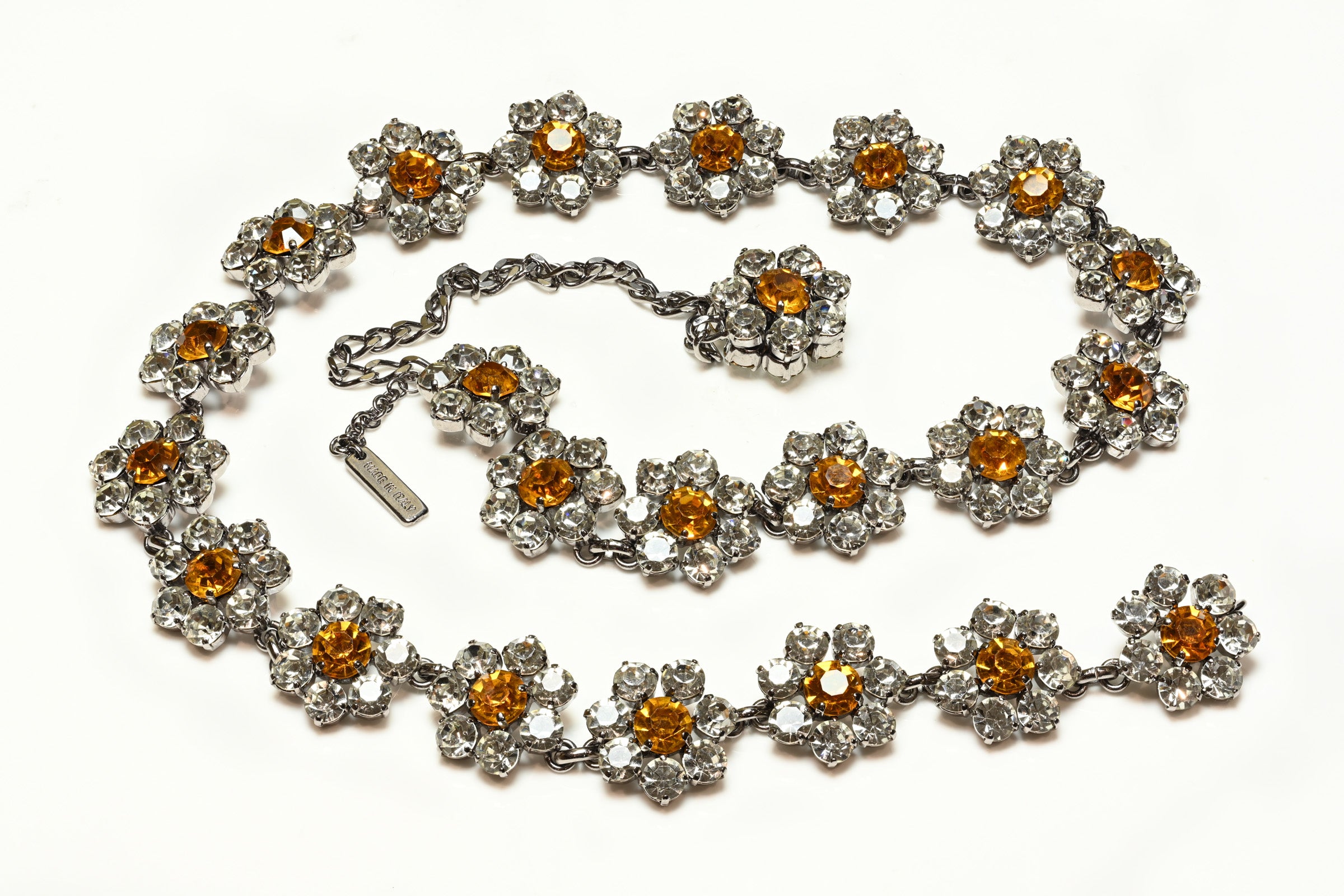 Vintage Dolce & Gabbana Yellow Crystal Flower Chain Belt 1