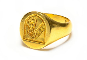 Antique 22K Yellow Gold Crest Men's Ring