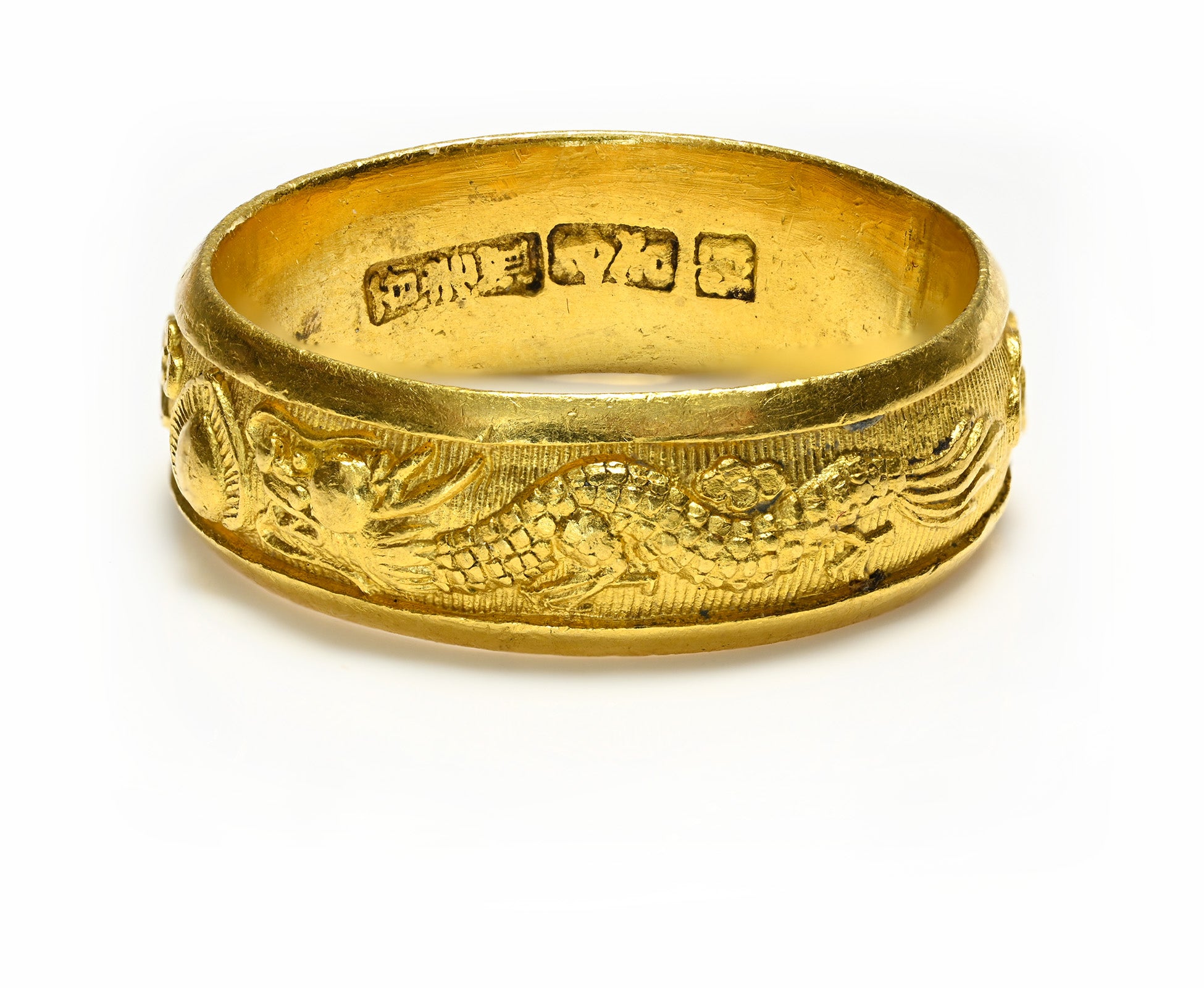 24K Gold Chinese Dragon Ring Band 