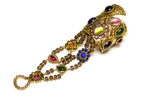 Vintage Christian Lacroix Byzantine Style Cross Hand Chain Bracelet