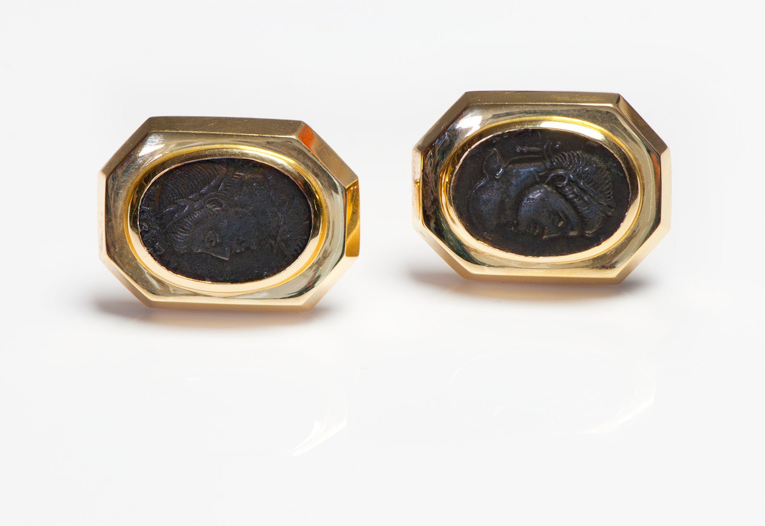 3rd Century AD Roman Bronze Coin 18K Gold Cufflinks - DSF Antique Jewelry