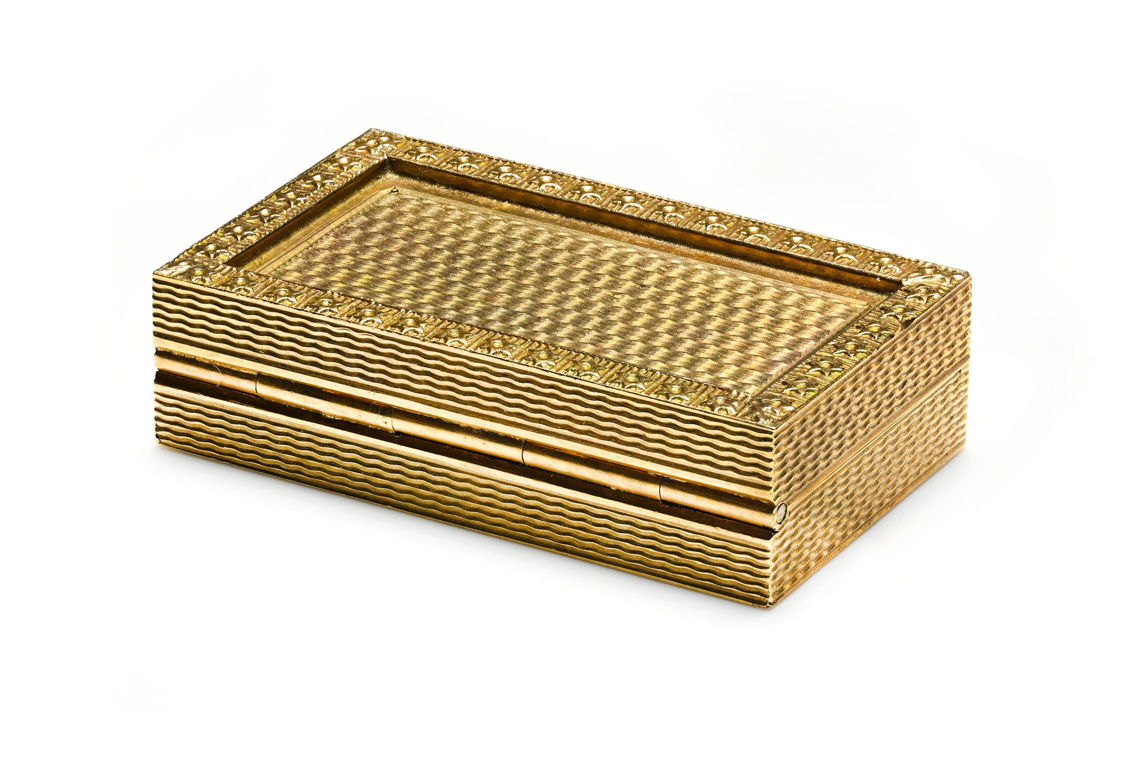 Antique English Gold Box with Engine-Turned Detailing