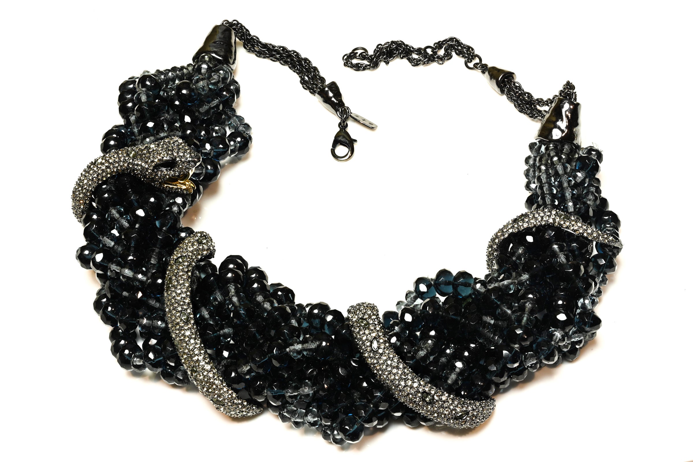 Alexis Bittar Navy Blue Beads Crystal Snake Necklace