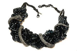 Alexis Bittar Navy Blue Beads Crystal Snake Necklace