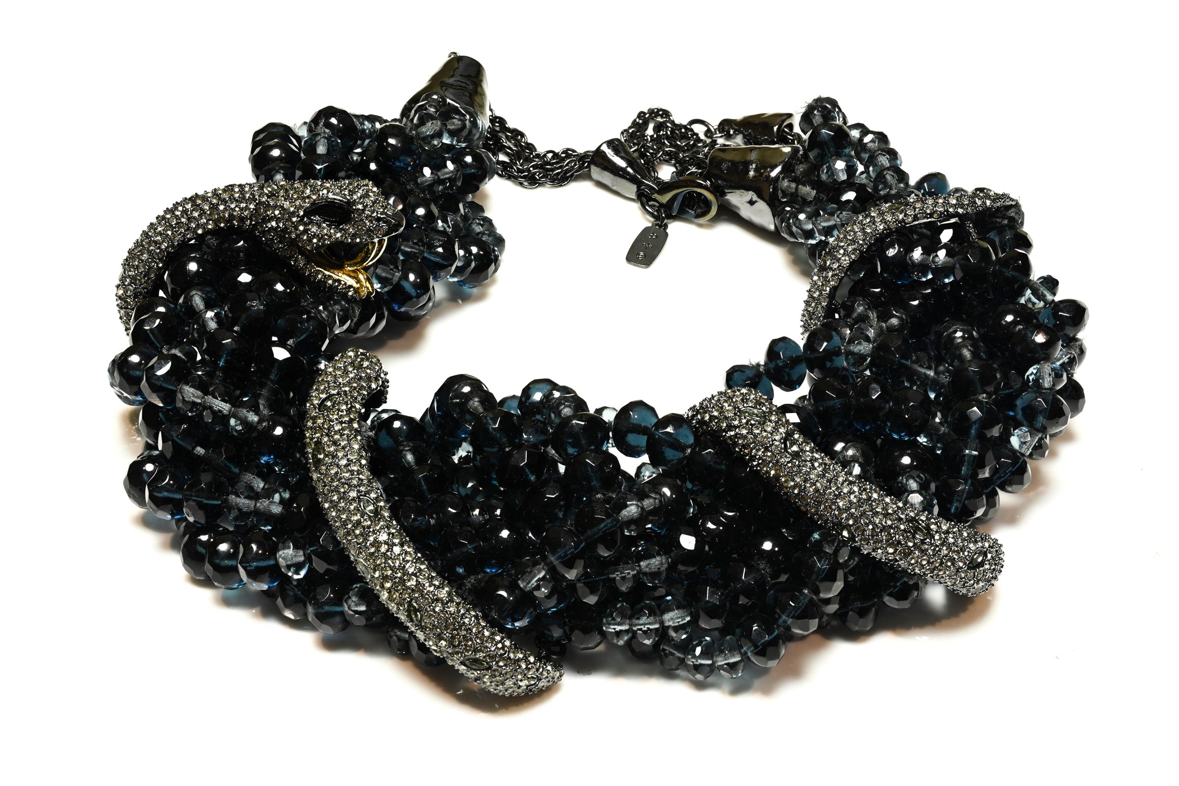 Alexis Bittar Navy Blue Beads Crystal Snake Necklace 1