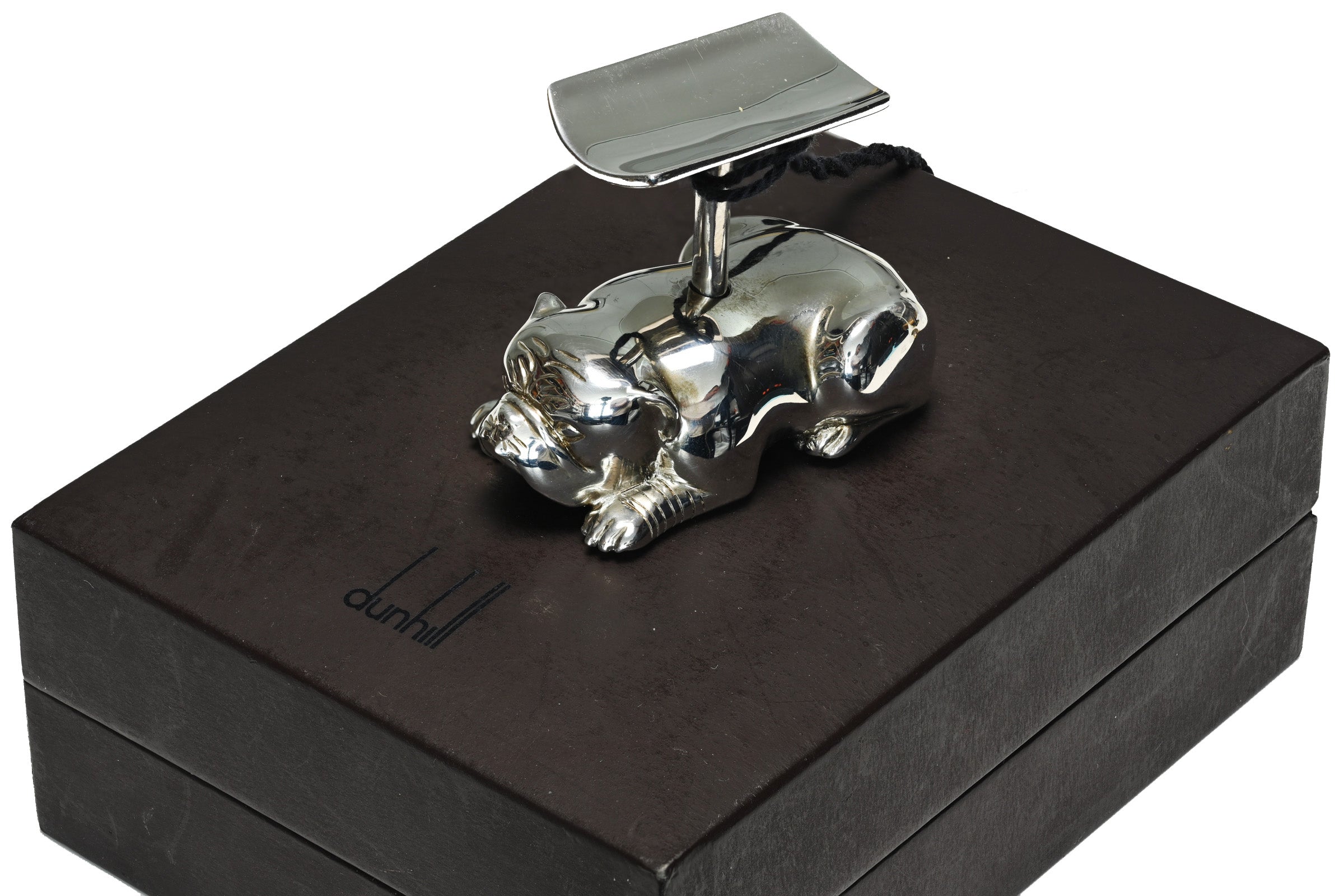 Alfred Dunhill Silver Bulldog Cigar/Pen Stand with Box 