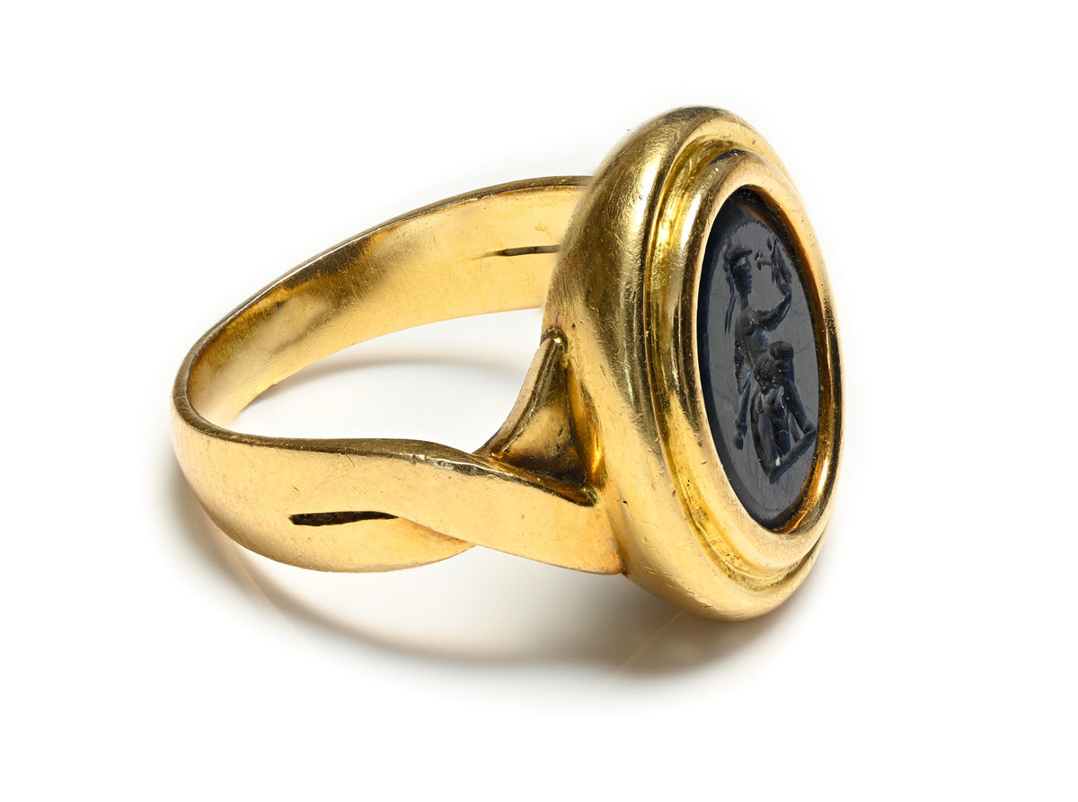 Ancient Roman Minerva Intaglio Ring in Gold