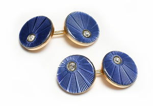 Andrei Adler Gold Diamond Enamel Cufflinks