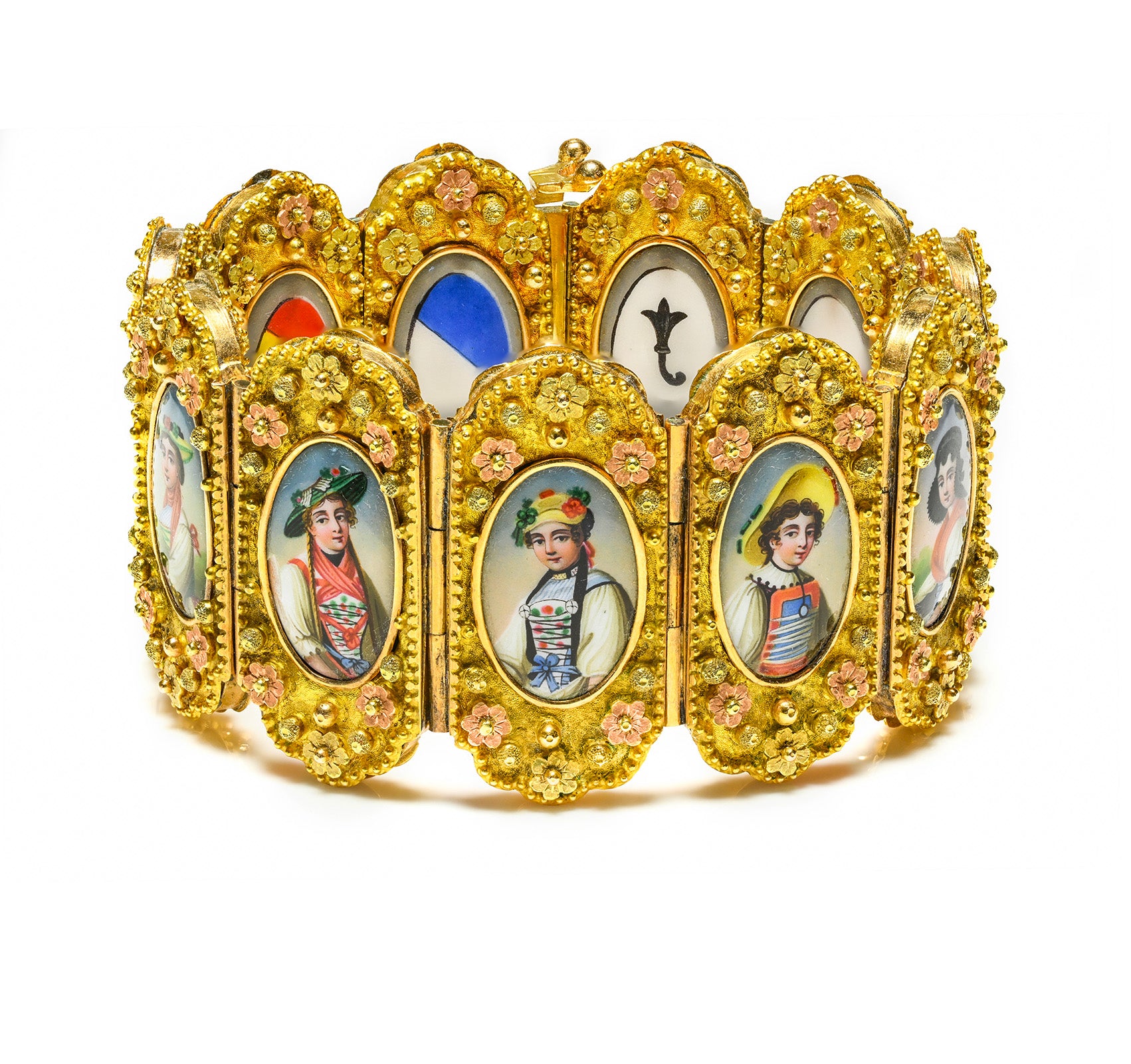 Antique Gold Enamel Reversible Bracelet