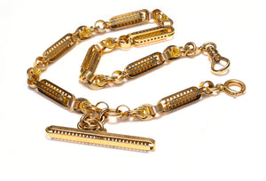 Antique Yellow Gold Bar Fancy Link Pocket Watch Chain