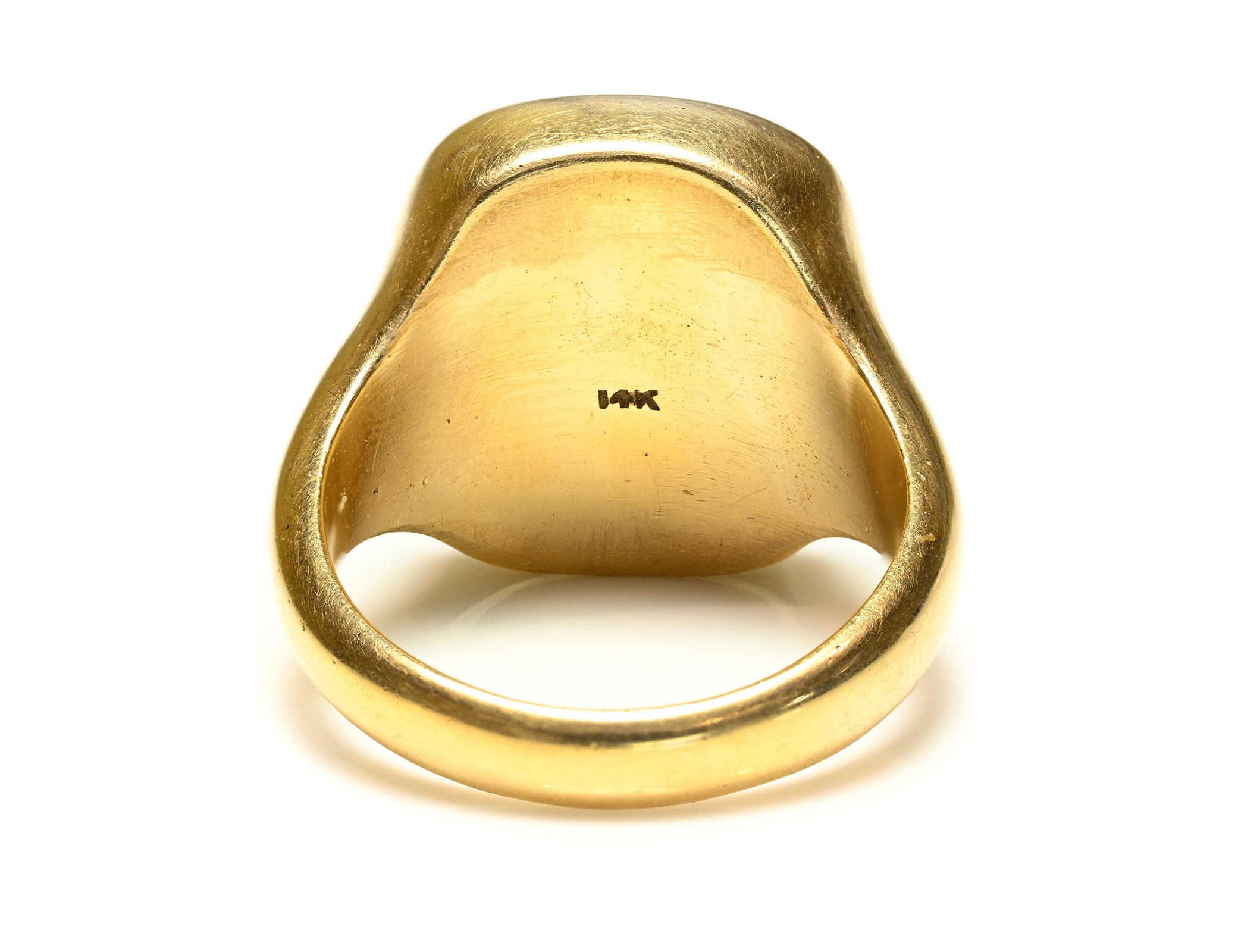 Antique 14K Gold Bloodstone Intaglio Signet Ring, “Non Invita Minerva”