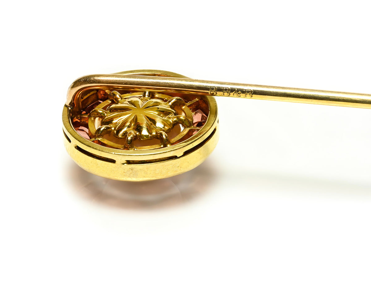 Hallmark of Bailey Banks & Biddle Natural Pearl and Garnet Gold Stick Pin