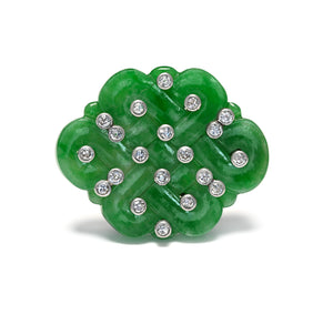 Antique Jade and Diamond French Belle Époque Brooch
