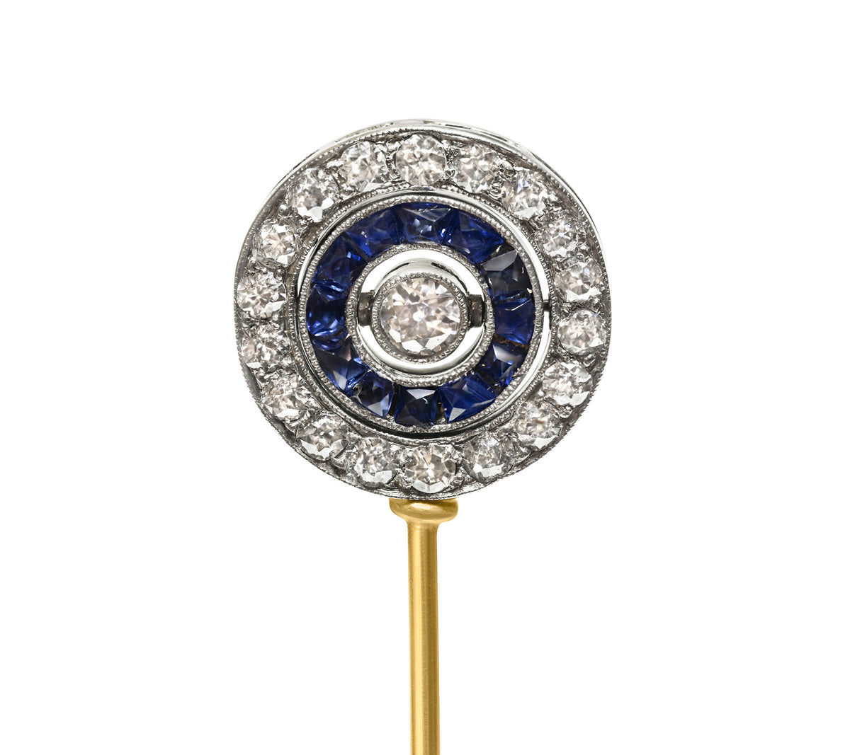 Antique Cartier Sapphire Diamond Swivel Stick Pin