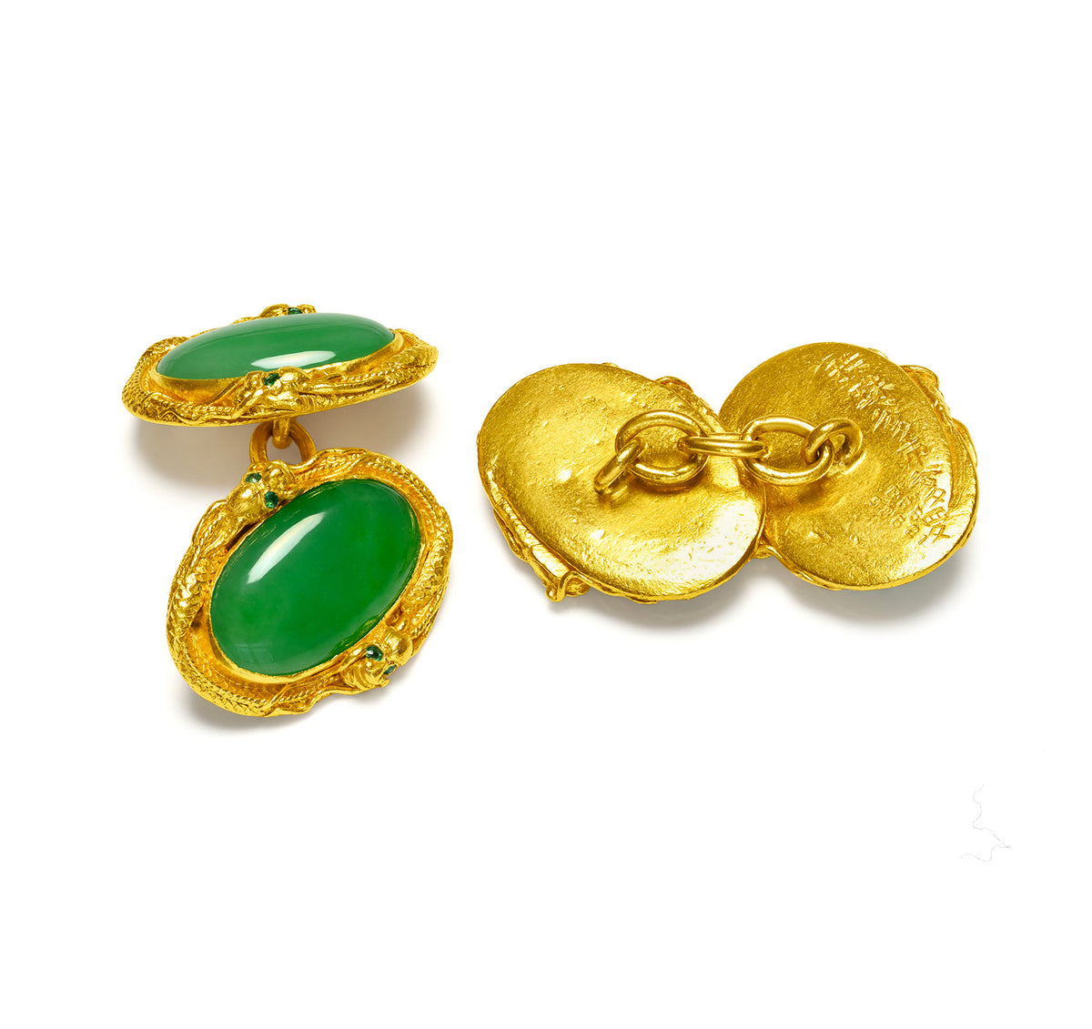 Jadeite Jade 24K Gold Cufflinks Bailey Banks & Biddle