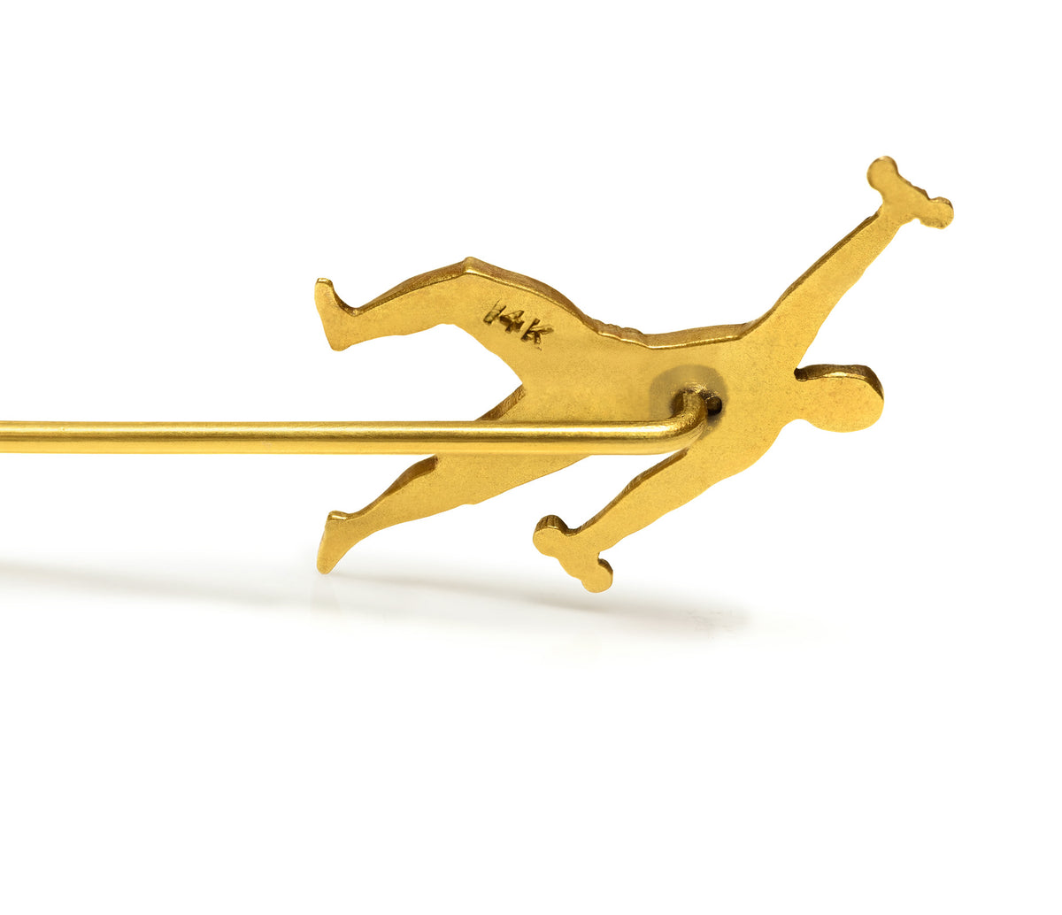 Antique Sports Diamond 14k Gold Weightlifter Stick Pin