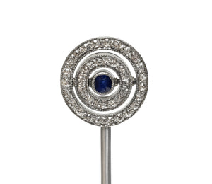 Antique Edwardian Diamond Sapphire and Enamel Swivel Stick Pin