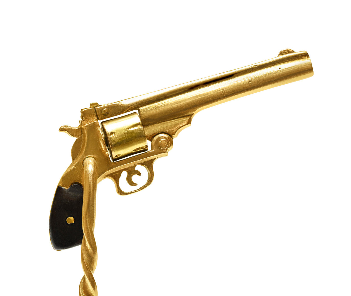 Antique Gold Pistol Stick Pin with Wood 