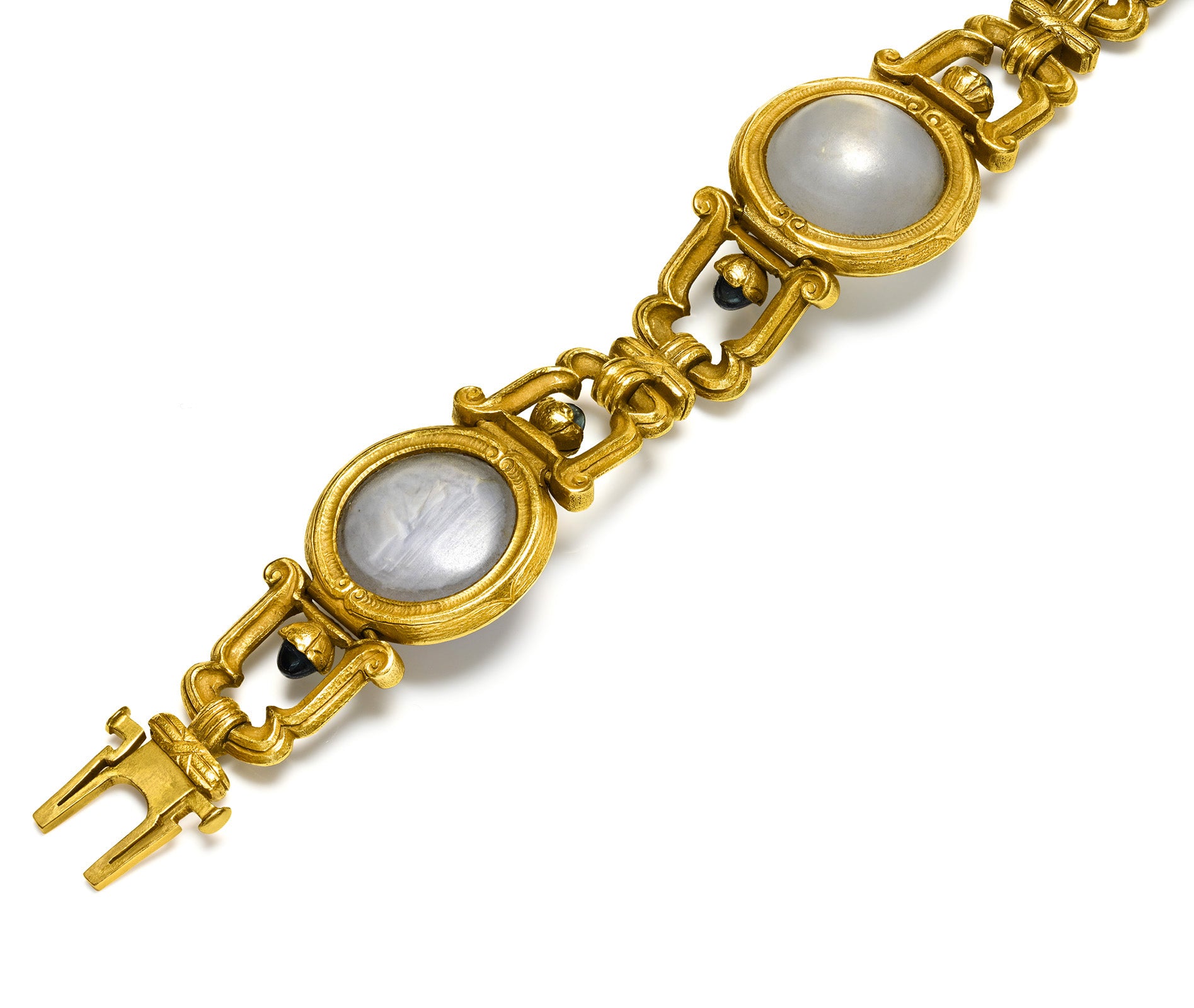 Antique Gothic Renaissance Revival Gold Star Sapphire Bracelet