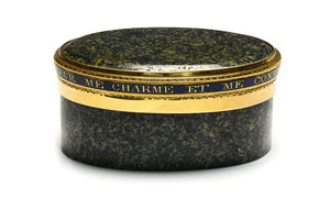 Antique Green Hardstone Gold and Blue Enamel Snuff Box