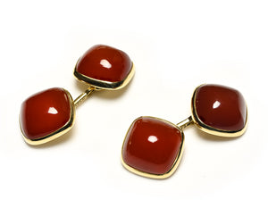 Art Deco Larter & Sons Gold Cufflinks with Carnelian Cabochons