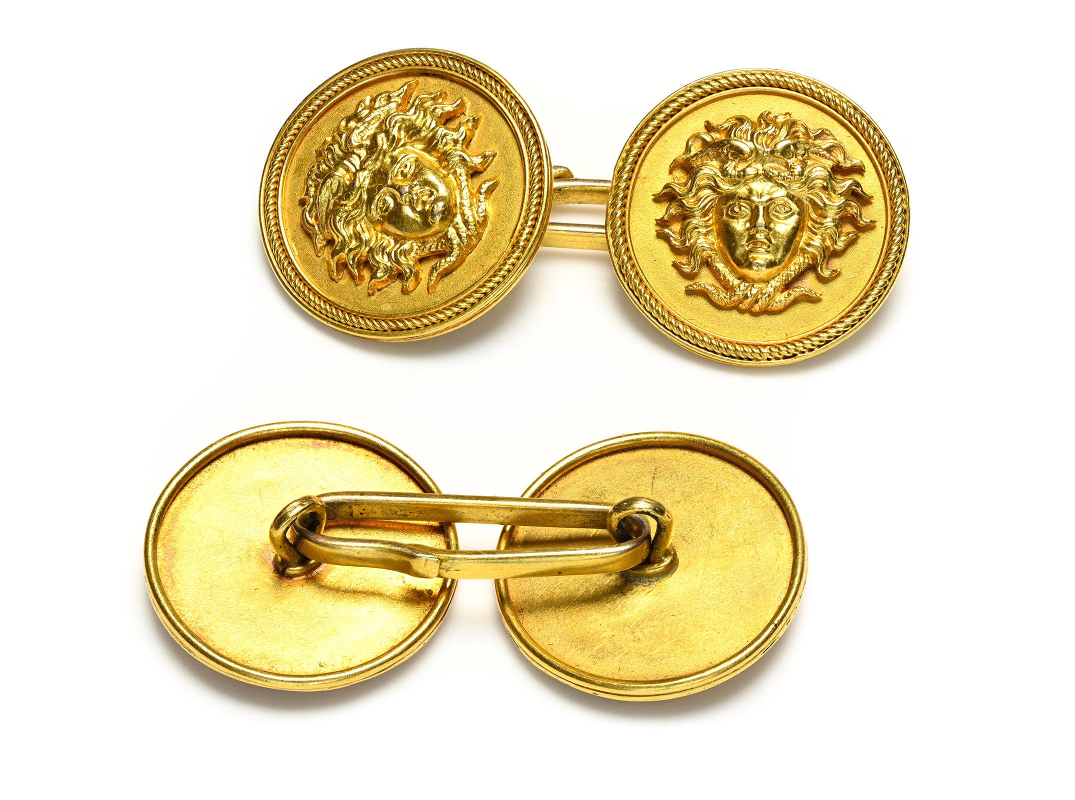 Antique Medusa 18K Yellow Gold Cufflinks