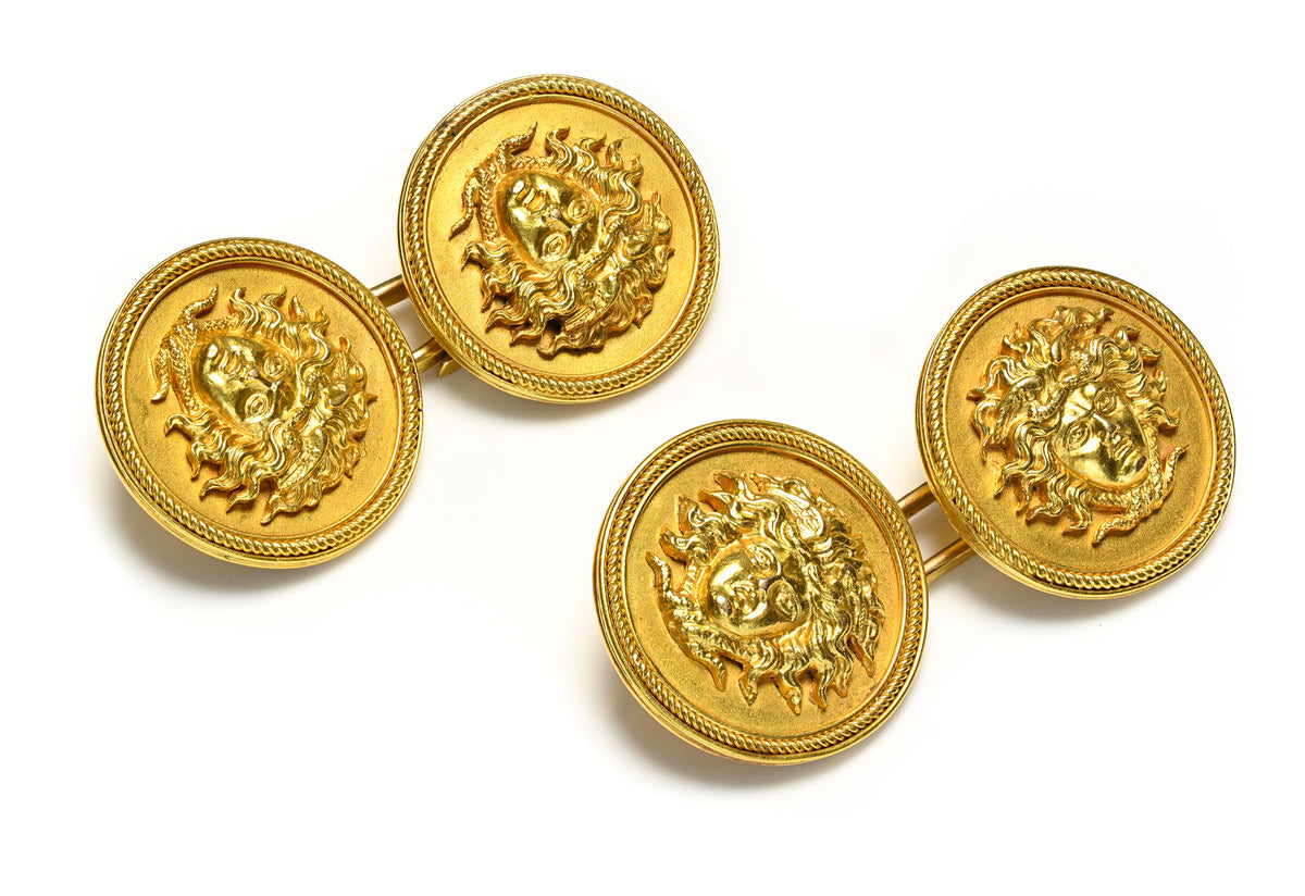 Victorian Medusa 18K Gold Cufflinks