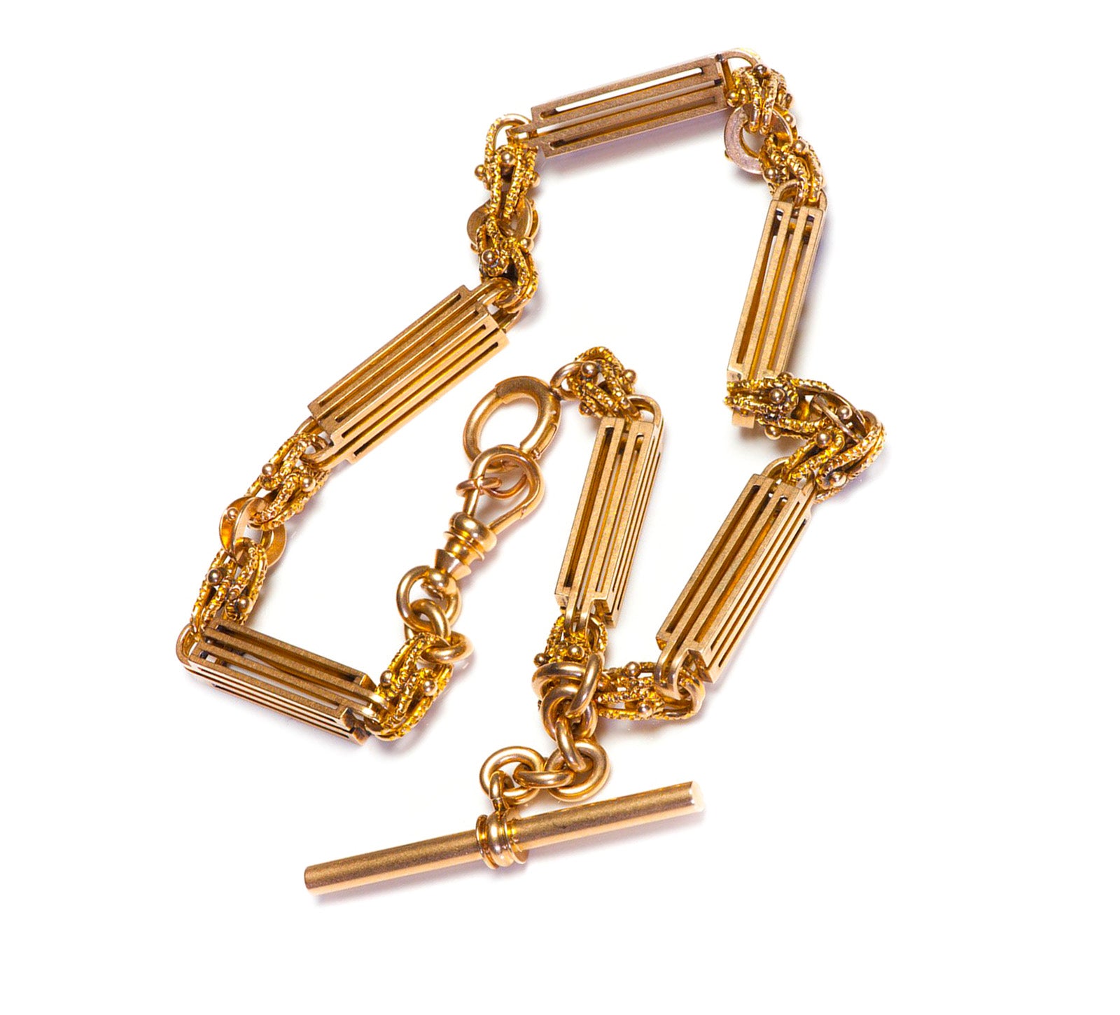 Victorian Pierced Gold Pocket Watch Fob Chain necklace