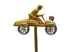Antique Platinum and Gold Automobile Driver Stick Pin