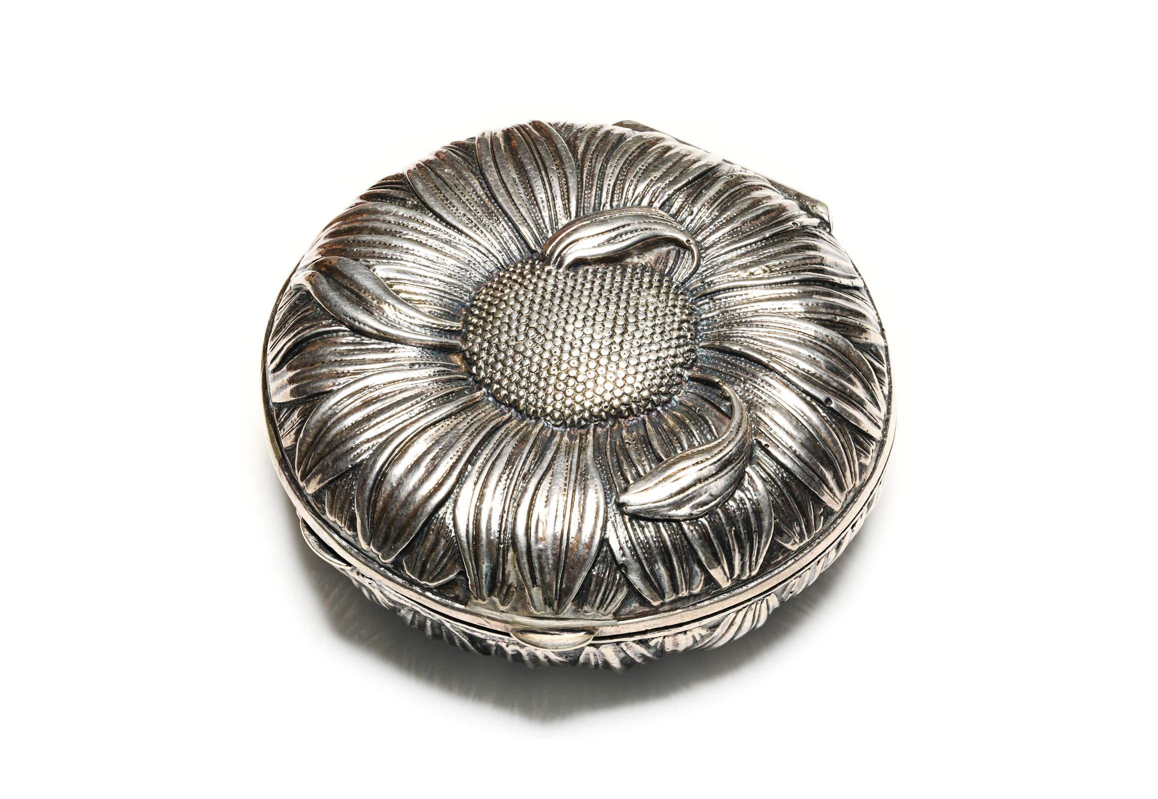 Antique Victorian Sterling Silver Repoussé Floral Gilt Interior Keepsake Box