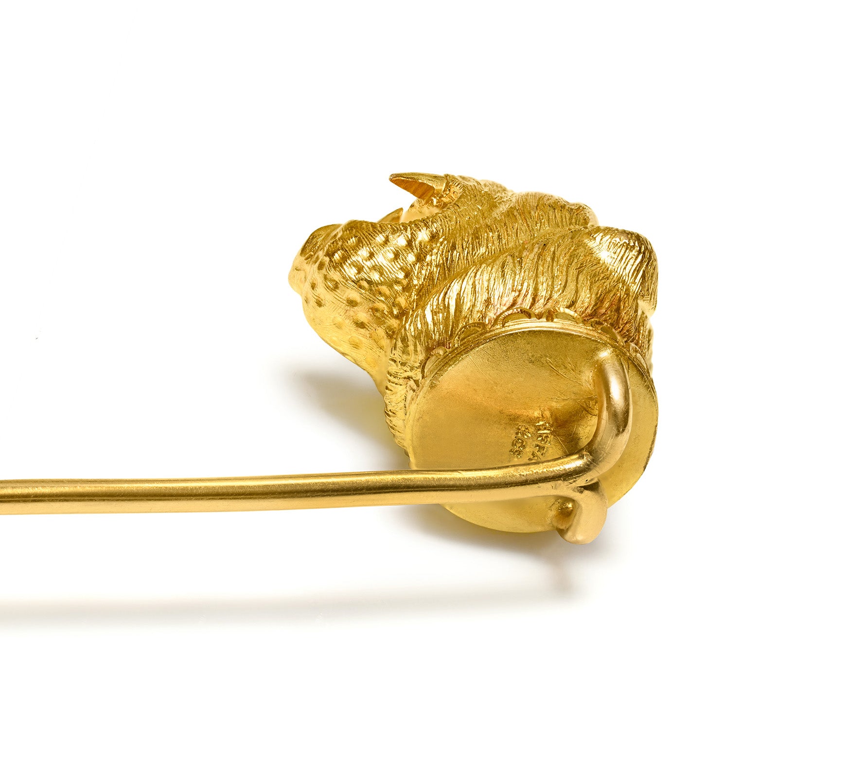 Antique Tiffany & Co. 18K Gold Diamond Stylized Tiger Head Stick Pin Back 