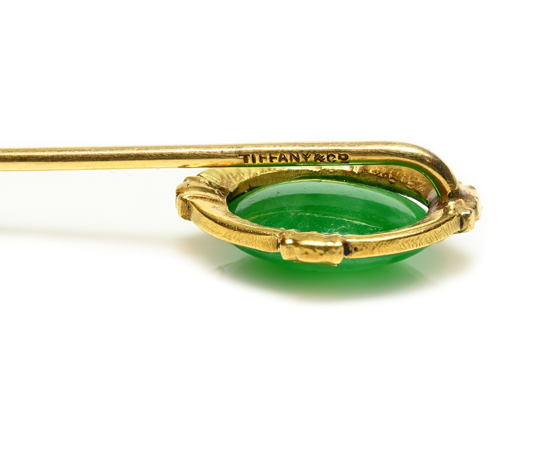 Antique Tiffany & Co. Jade Blue Enamel Gold Stick Pin