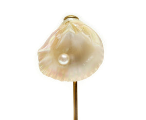 Antique Tiffany & Co. Seashell Pearl 18K Gold Stick Pin