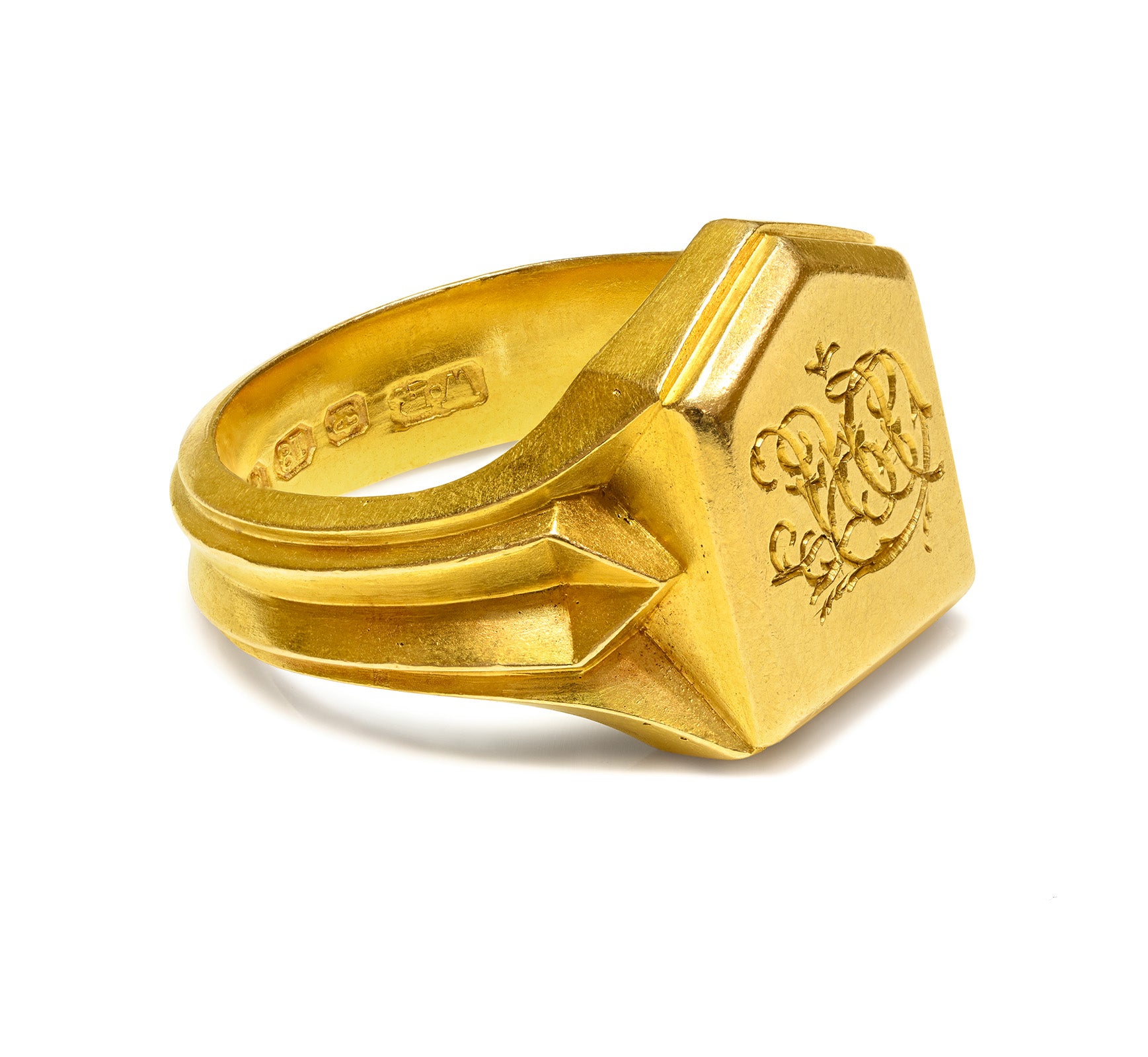 Antique Victorian 18K Gold Shield Signet Ring