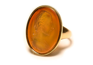 Antique Georgian Carnelian Portrait Intaglio Gold Ring