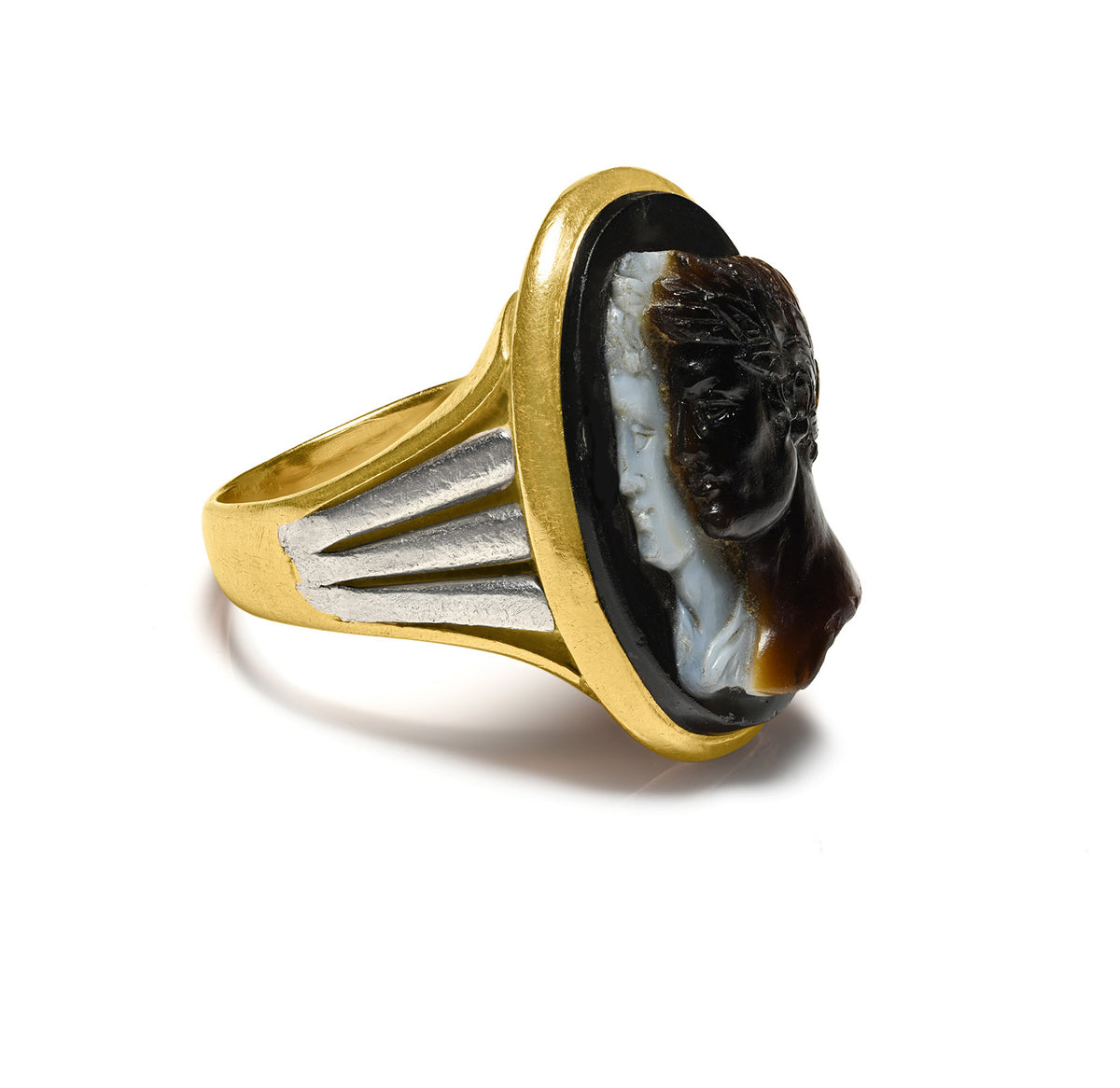 Gold Double-Face Cameo Ring with Classical Profiles