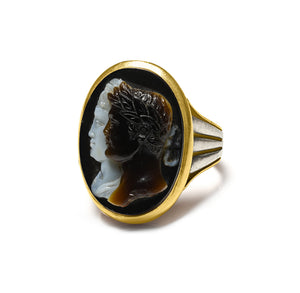 Antique Victorian Gold Double-Face Cameo Ring with Classical Profiles