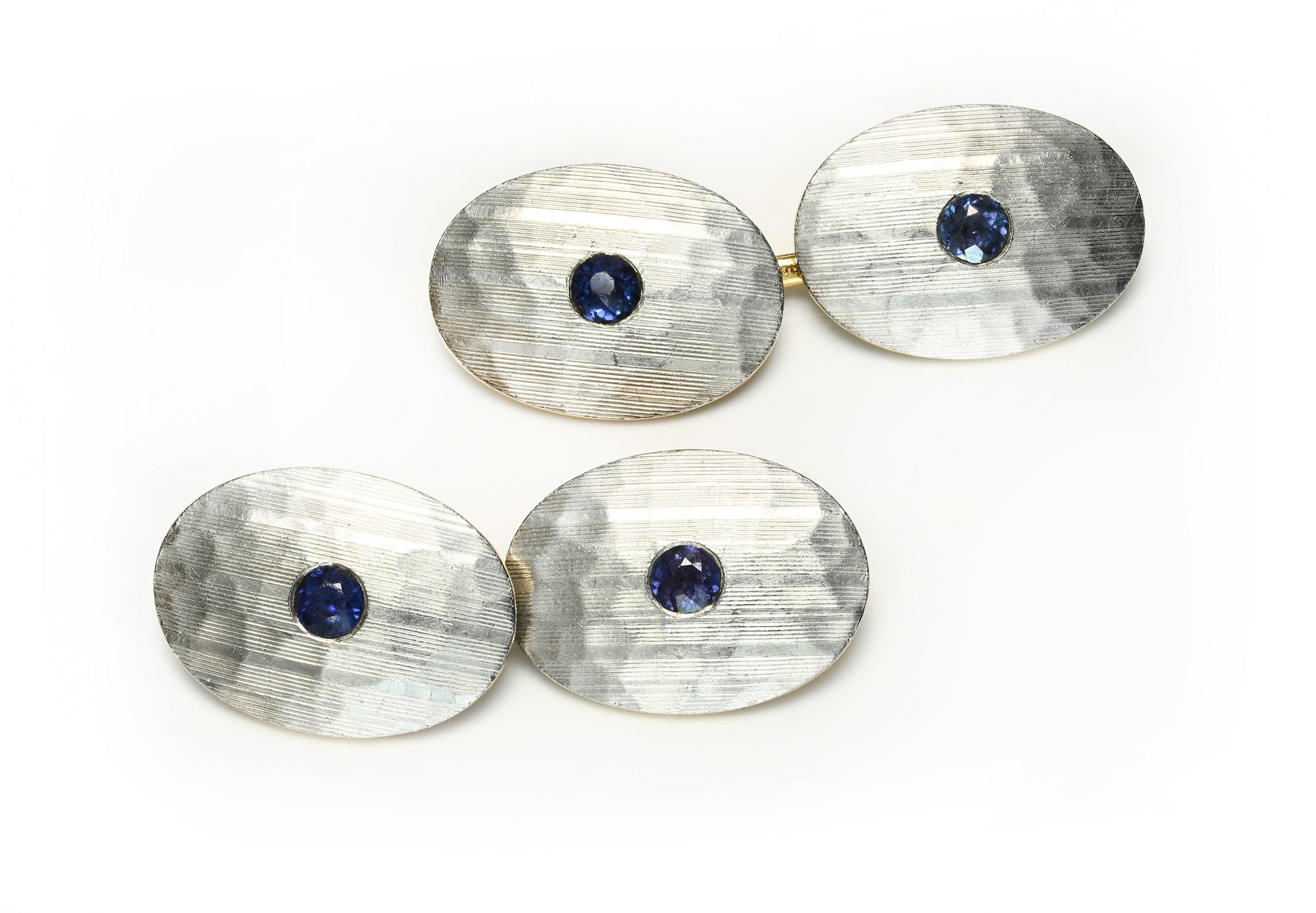 Antique Edwardian Platinum Gold Sapphire Cufflinks 