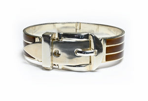 Antonio Fallaci Silver Enamel Buckle Bangle Bracelet