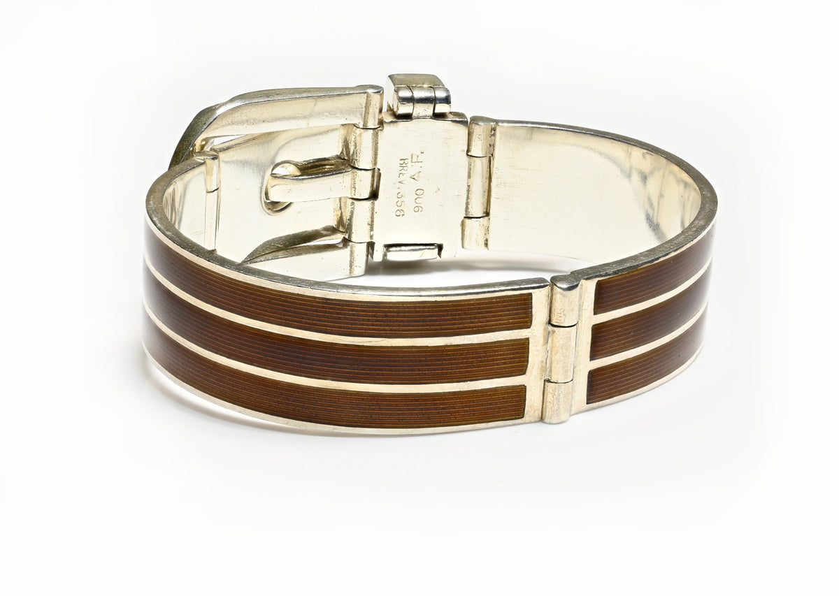 Antonio Fallaci Silver Enamel Buckle Bangle Bracelet