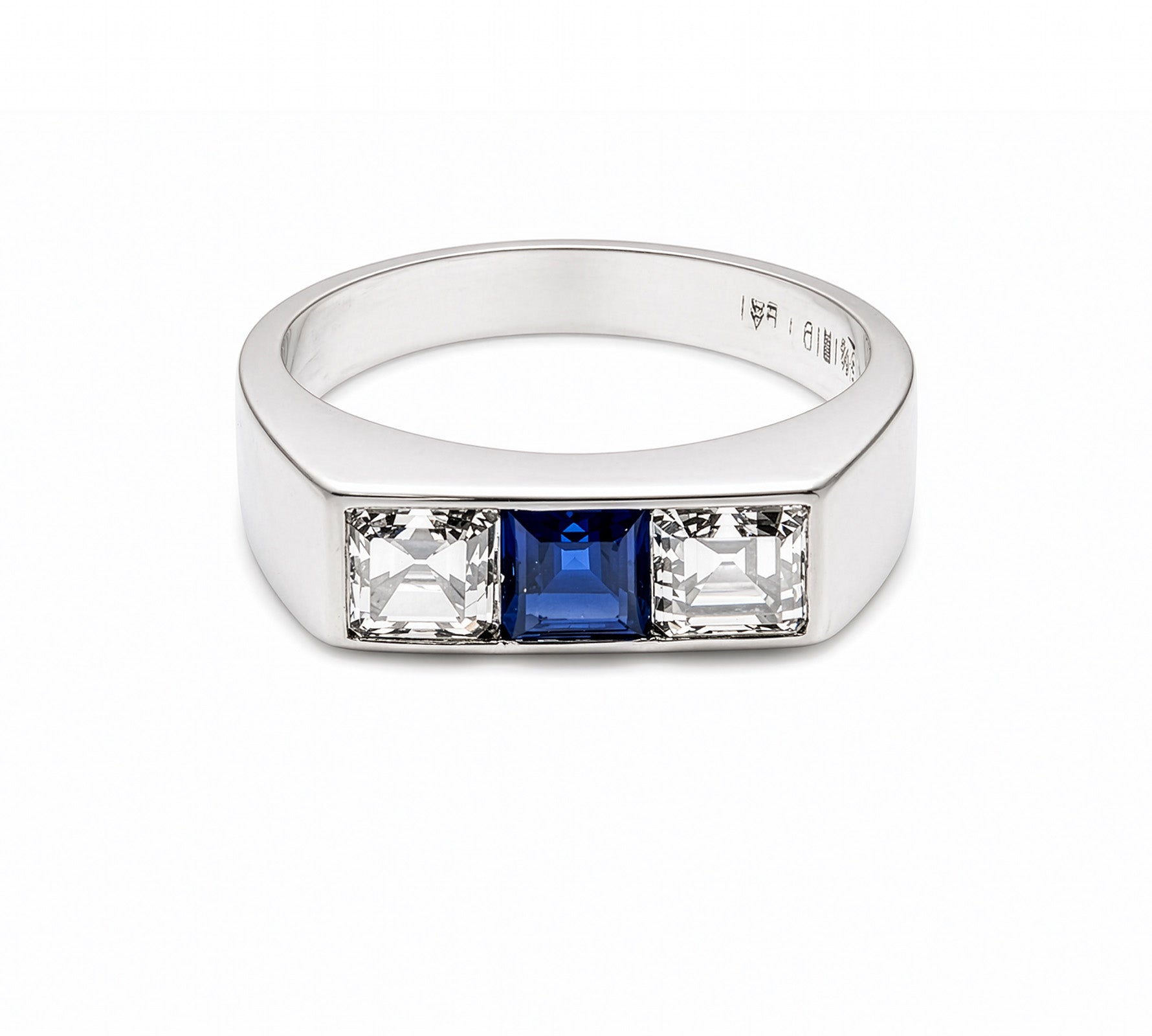 Art Deco Diamond and Sapphire Men's Ring