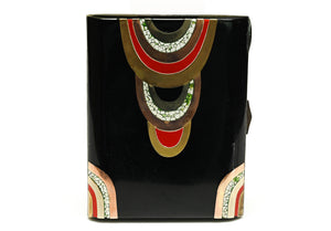 Art Deco Silver, Black, and Red Enamel Case with Eggshell Mosaic Inlay