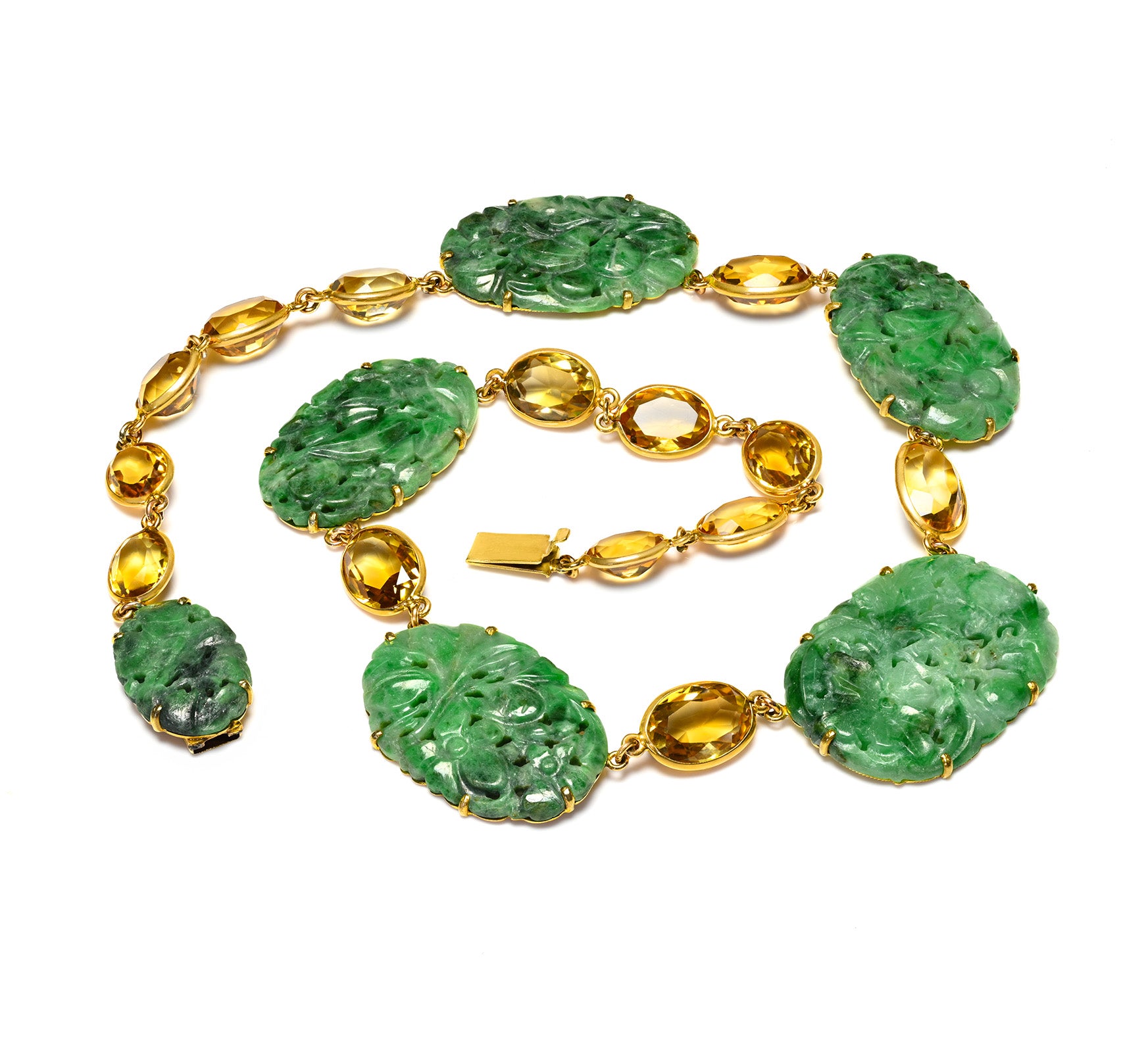 Jade Citrine Necklace Gold