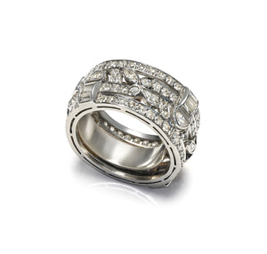 Art Deco Platinum Multi-Cut Diamond Eternity Band Ring