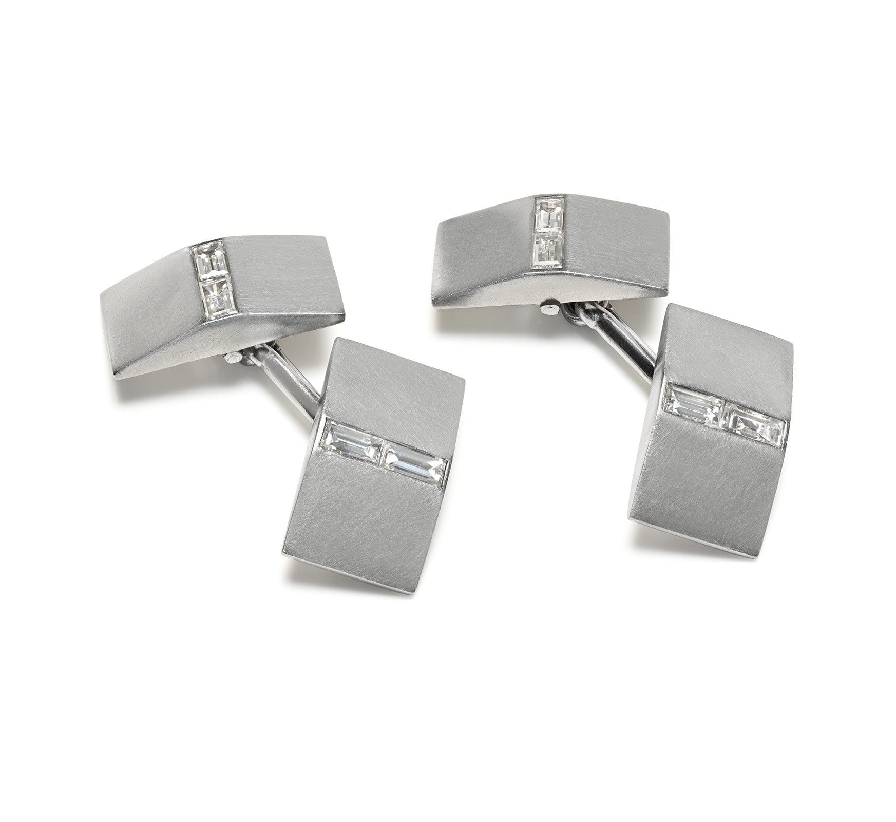 Art Deco Platinum Baguette Diamond Cufflinks